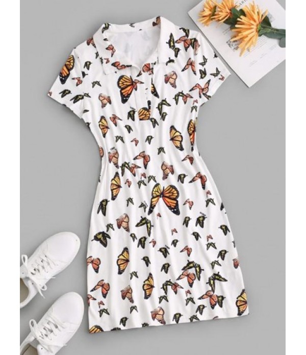 Low Cut Butterfly Mini Tee Dress