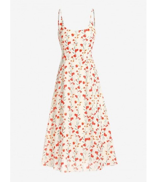 Floral Print Midi Summer Cami Sun Dress