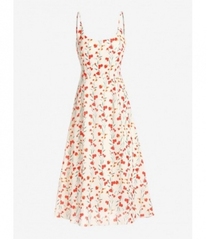 Floral Print Midi Summer Cami Sun Dress