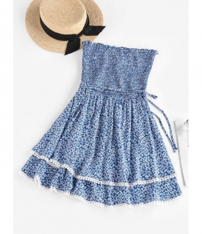 Ditsy Floral Smocked Layered Tube Dress